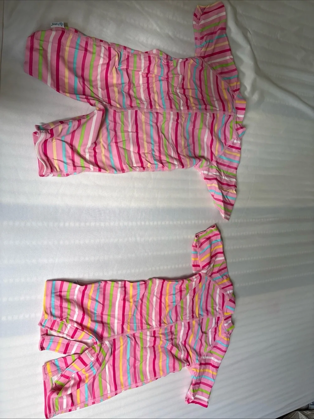 i play. Pink Girls Multi-Stripe swim suits  - 2-Pack, size 6-mo and 12-mo